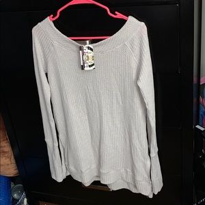 Long sleeve waffle knit top